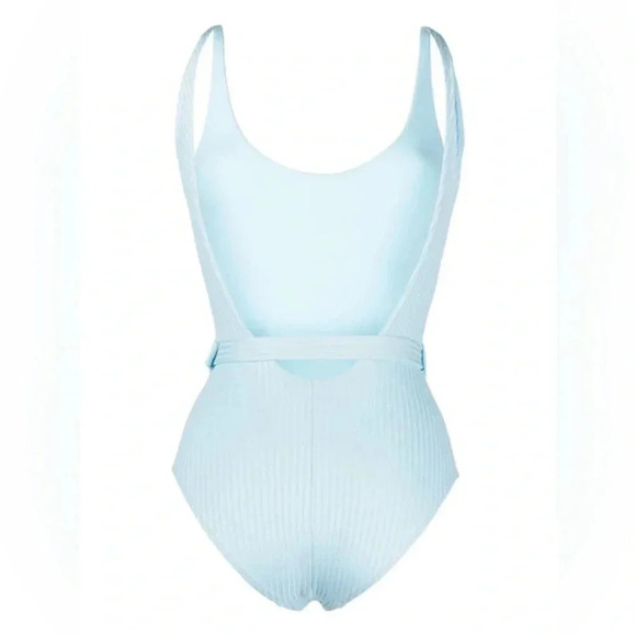 Melissa Odabash sky St. Tropez belted ribbed swimsuit size 10 B2102 - Picture 5 of 9